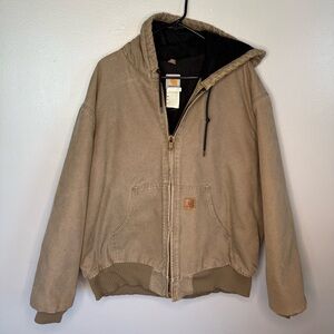 Carhartt Black and Tan Hooded Jacket with Logo Tag